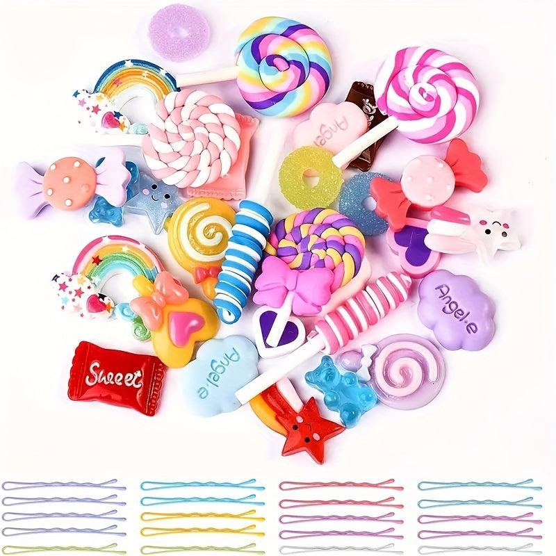 Mixed Slime Charms Hair Pins Nails Kawaii Candy Sweets Lollipop Embellishments