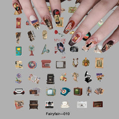 5D Retro Painting Poster Girl Nail Stickers