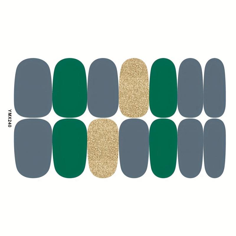 Glitter Full Wraps Nail Polish Stickers Self-Adhesive Nail Art Decal Strips
