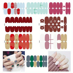 Glitter Full Wraps Nail Polish Stickers Self-Adhesive Nail Art Decal Strips
