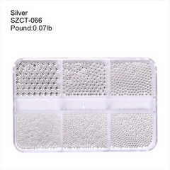 6 Grid Beads Nail Jewelry Pearl Beads Caviar Nail DIY Metal Steel Round