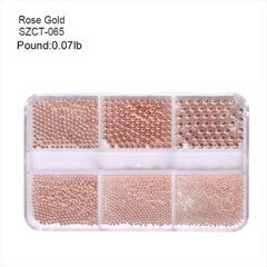 6 Grid Beads Nail Jewelry Pearl Beads Caviar Nail DIY Metal Steel Round