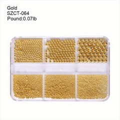 6 Grid Beads Nail Jewelry Pearl Beads Caviar Nail DIY Metal Steel Round