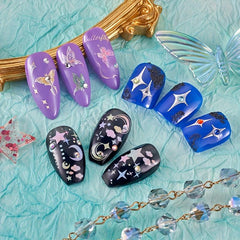3pcs 5D Embossed Nail Art Stickers Star Moon Nail Art Decals