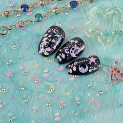 3pcs 5D Embossed Nail Art Stickers Star Moon Nail Art Decals