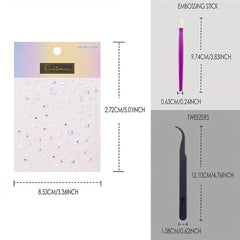 3pcs 5D Embossed Nail Art Stickers Star Moon Nail Art Decals