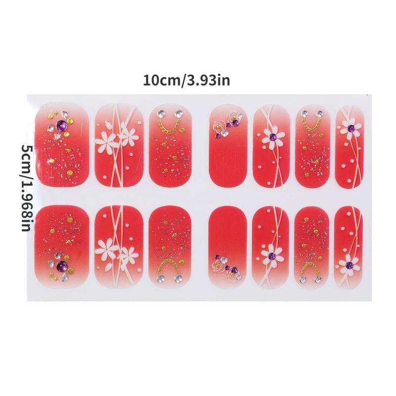 Flower Nail Polish Strips Self Adhesive Gel Nail Decals For Women And Girls