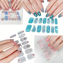 Flower Nail Polish Strips Self Adhesive Gel Nail Decals For Women And Girls