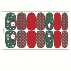 Xmas Nail Polish Stickers + File Snowflake Snowman Santa Christmas Tree