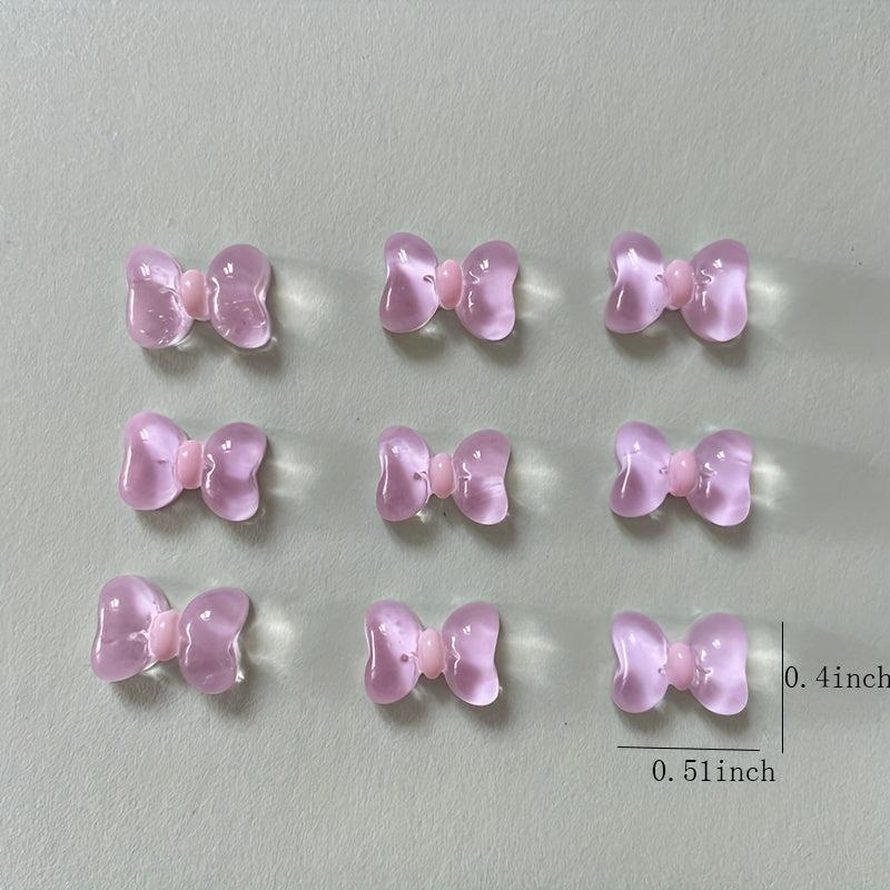 10 pcs 3D Cartoon Bow Nail Charms Transparent Nail Art Decoration