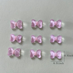 10 pcs 3D Cartoon Bow Nail Charms Transparent Nail Art Decoration