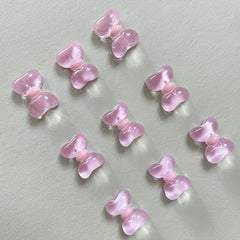 10 pcs 3D Cartoon Bow Nail Charms Transparent Nail Art Decoration