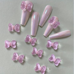 10 pcs 3D Cartoon Bow Nail Charms Transparent Nail Art Decoration