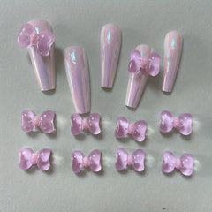 10 pcs 3D Cartoon Bow Nail Charms Transparent Nail Art Decoration