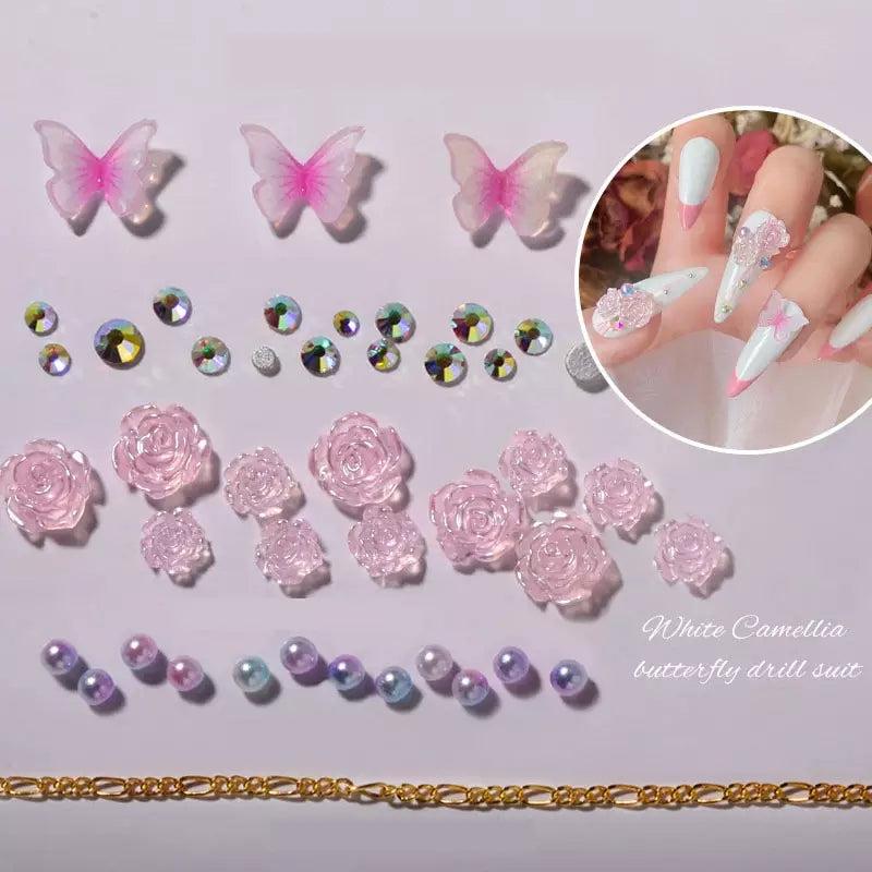 3D Nail Charms Butterfly Shapes Rhinestones for Acrylic Nails