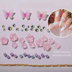 3D Nail Charms Butterfly Shapes Rhinestones for Acrylic Nails