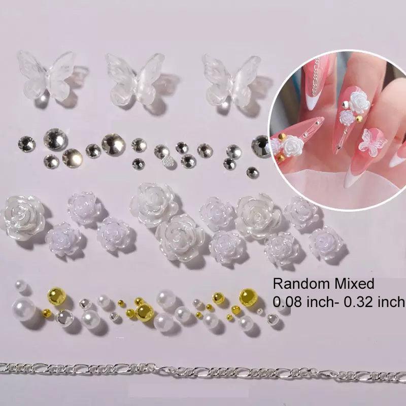 3D Nail Charms Butterfly Shapes Rhinestones for Acrylic Nails