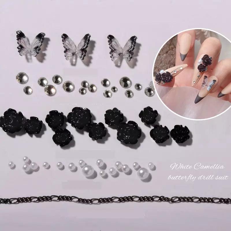 3D Nail Charms Butterfly Shapes Rhinestones for Acrylic Nails
