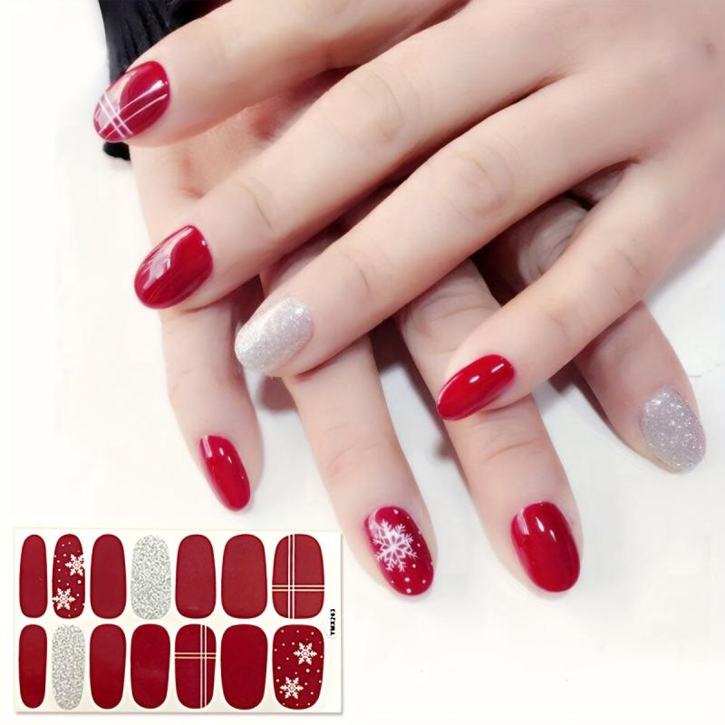 Christmas Nail Polish Stickers Snowflake Tree Santa Claus Gel Strips