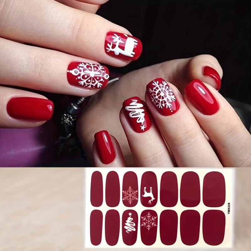 Christmas Nail Polish Stickers Snowflake Tree Santa Claus Gel Strips