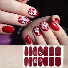 Christmas Nail Polish Stickers Snowflake Tree Santa Claus Gel Strips