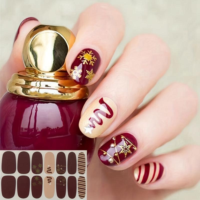 Christmas Nail Polish Stickers Snowflake Tree Santa Claus Gel Strips