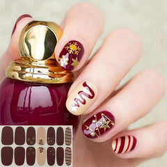 Christmas Nail Polish Stickers Snowflake Tree Santa Claus Gel Strips