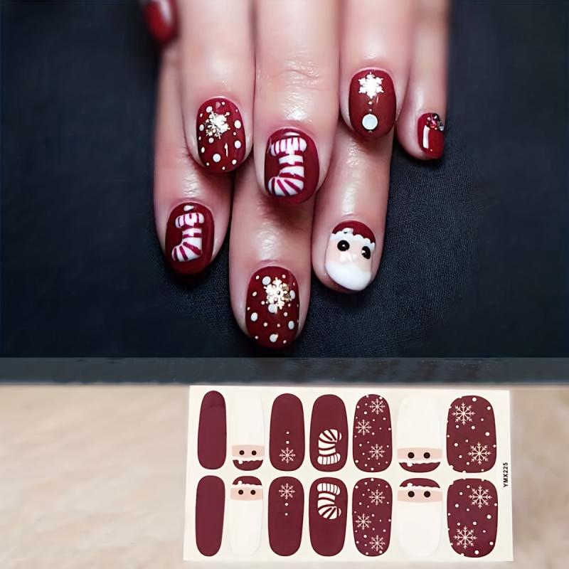 Christmas Nail Polish Stickers Snowflake Tree Santa Claus Gel Strips