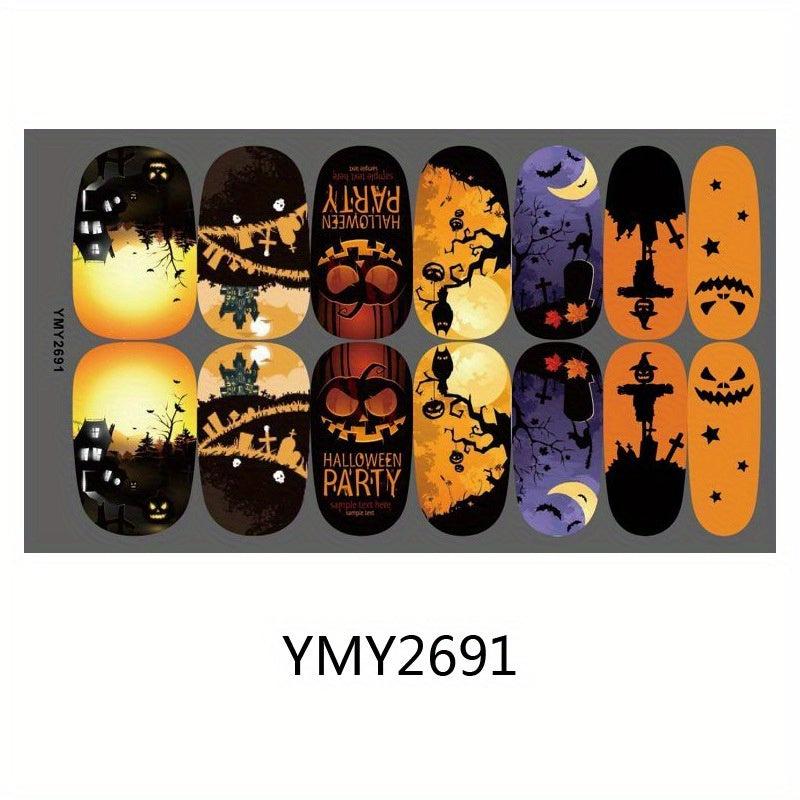 Halloween Nail Wraps Art Stickers Pumpkin Bat Ghost Skull Spider Witch
