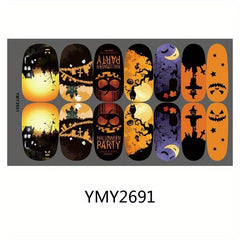 Halloween Nail Wraps Art Stickers Pumpkin Bat Ghost Skull Spider Witch