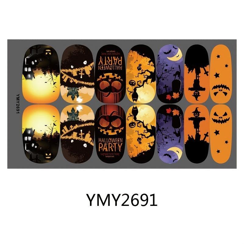 Halloween Nail Wraps Art Stickers Pumpkin Bat Ghost Skull Spider Witch
