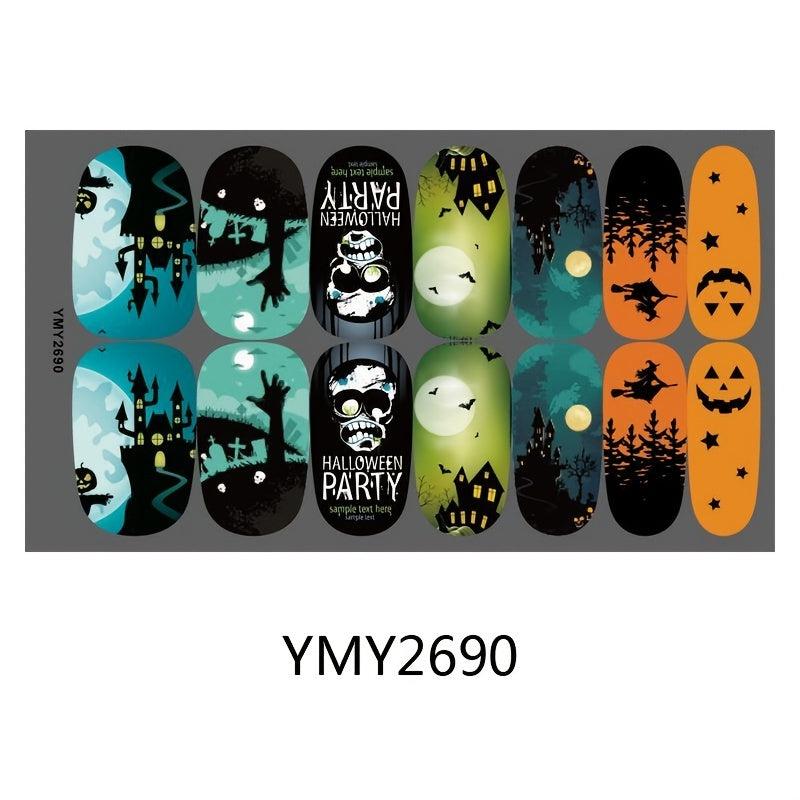 Halloween Nail Wraps Art Stickers Pumpkin Bat Ghost Skull Spider Witch