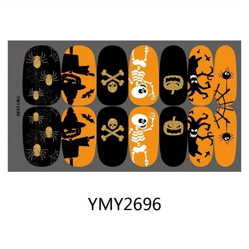 Halloween Nail Wraps Art Stickers Pumpkin Bat Ghost Skull Spider Witch