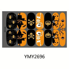 Halloween Nail Wraps Art Stickers Pumpkin Bat Ghost Skull Spider Witch