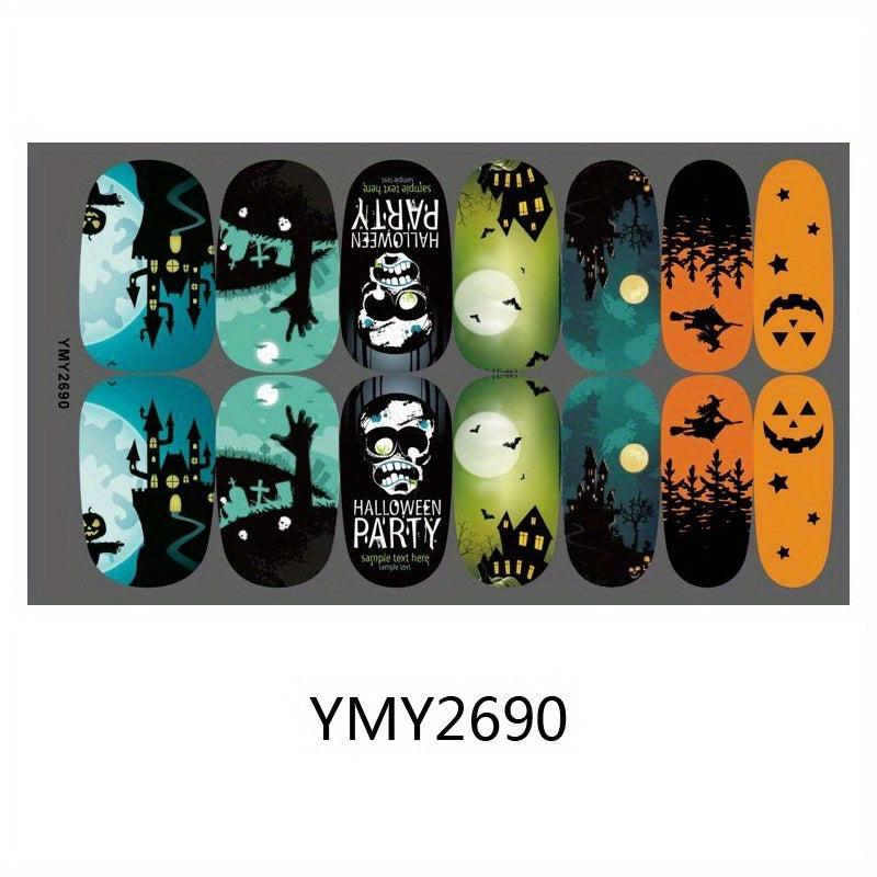 Halloween Nail Wraps Art Stickers Pumpkin Bat Ghost Skull Spider Witch