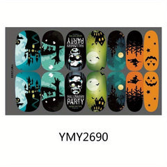 Halloween Nail Wraps Art Stickers Pumpkin Bat Ghost Skull Spider Witch