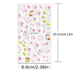 5D Embossed Nail Art Stickers with Butterfly Flower Decals