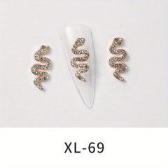 10pcs Snake Nail Charms 3D Nail Rhinestone Crystal Gem Charms For Nails