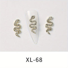 10pcs Snake Nail Charms 3D Nail Rhinestone Crystal Gem Charms For Nails
