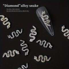 10pcs Snake Nail Charms 3D Nail Rhinestone Crystal Gem Charms For Nails