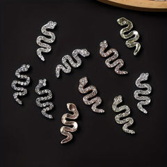 10pcs Snake Nail Charms 3D Nail Rhinestone Crystal Gem Charms For Nails