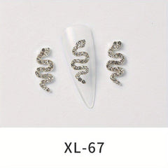 10pcs Snake Nail Charms 3D Nail Rhinestone Crystal Gem Charms For Nails