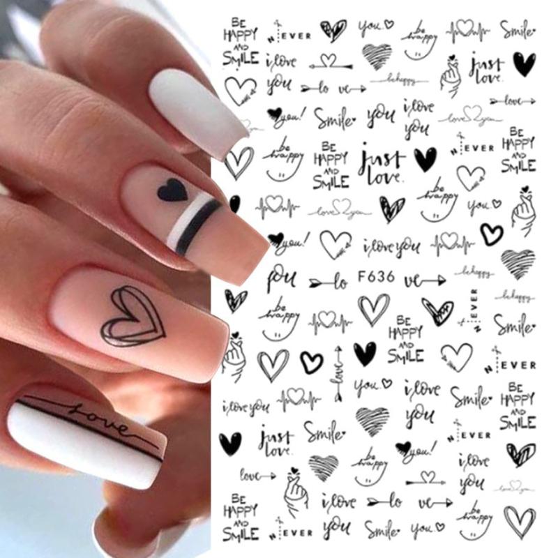 Heart Love Nail Art Stickers Self Adhesive Decals for DIY Nail Salons