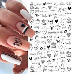 Heart Love Nail Art Stickers Self Adhesive Decals for DIY Nail Salons