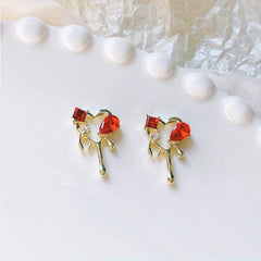 5pcs Hollow Silver Melting Heart Stud Nail Art Stickers For Women