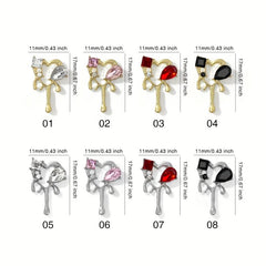 5pcs Hollow Silver Melting Heart Stud Nail Art Stickers For Women