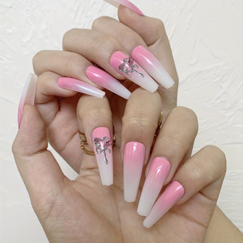 5pcs Hollow Silver Melting Heart Stud Nail Art Stickers For Women