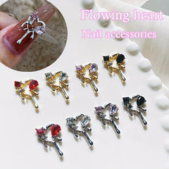 5pcs Hollow Silver Melting Heart Stud Nail Art Stickers For Women