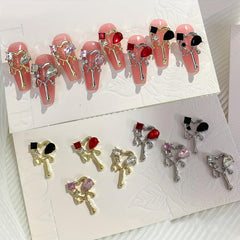 5pcs Hollow Silver Melting Heart Stud Nail Art Stickers For Women