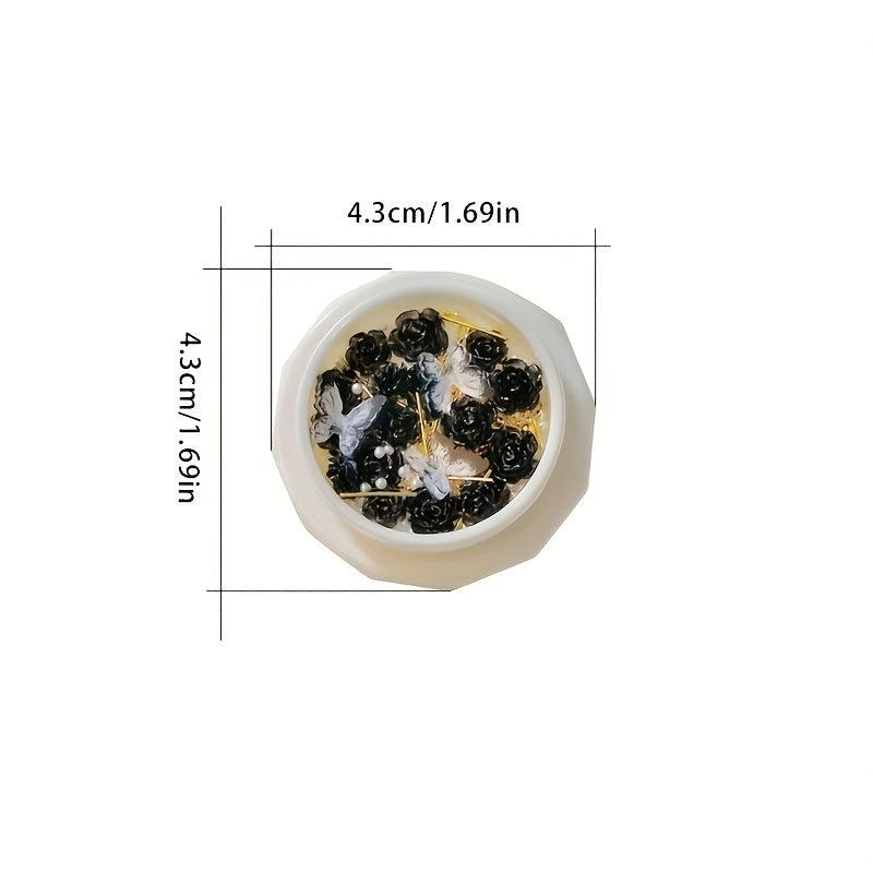 3D Camellia Butterfly Acrylic Nail Art Charms Resin Rhinestones Mixed Gems